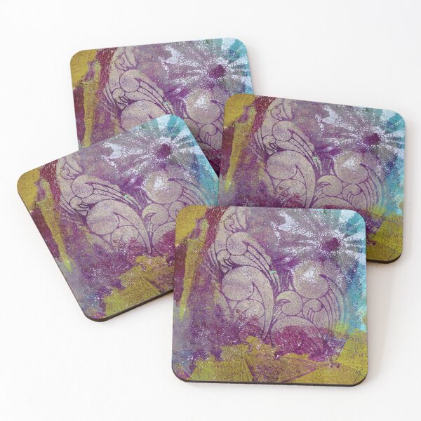 Item preview, Swirls and Star Burst in Purple and Ochre designed and sold by LiszaB.
