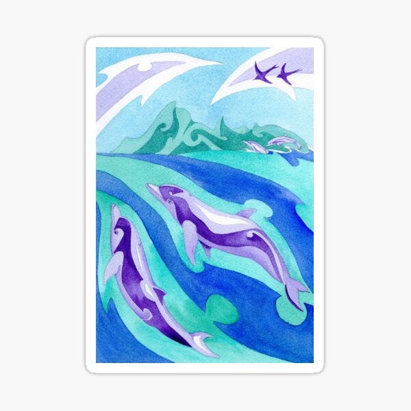 Polynesian dolphins swimming in Moorea Sticker