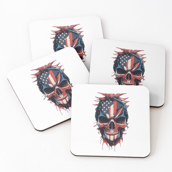 Item preview, Evil skull face all over the skull American flag art designed and sold by NewCoolWest.