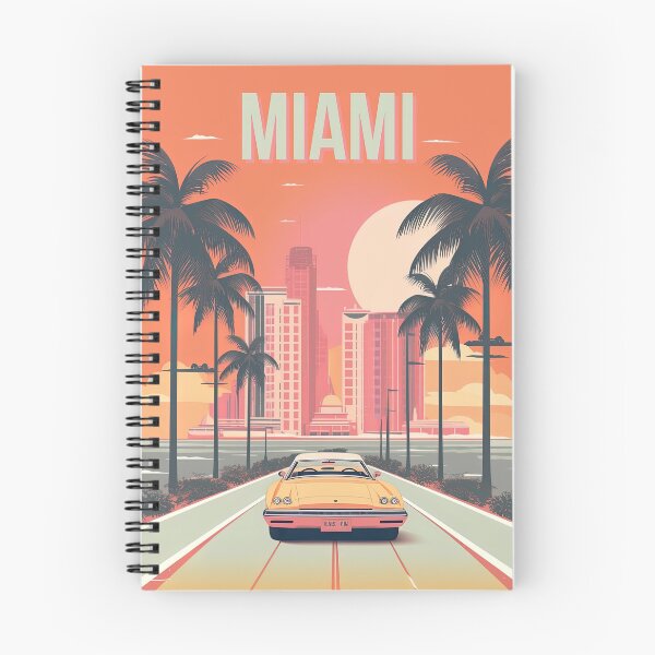 Item preview, Miami Vintage Travel Poster Inspired Illustration  designed and sold by EverettAtlas.