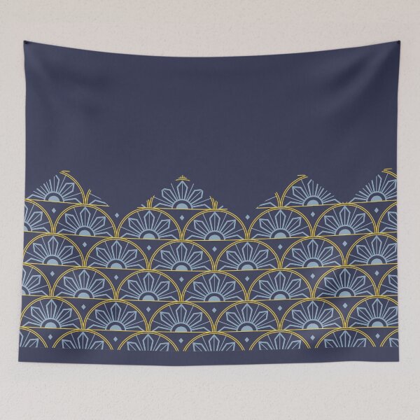 Item preview, Geometric Flowers - Navy designed and sold by MCanvasworks.