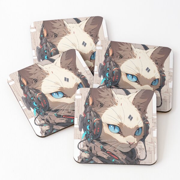 Item preview, Cyberpunk White Siamese Cat designed and sold by Basilix.