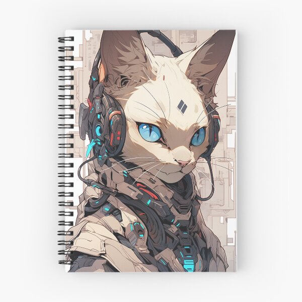 Item preview, Cyberpunk White Siamese Cat designed and sold by Basilix.