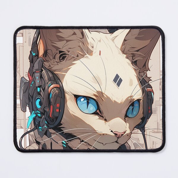 Item preview, Cyberpunk White Siamese Cat designed and sold by Basilix.
