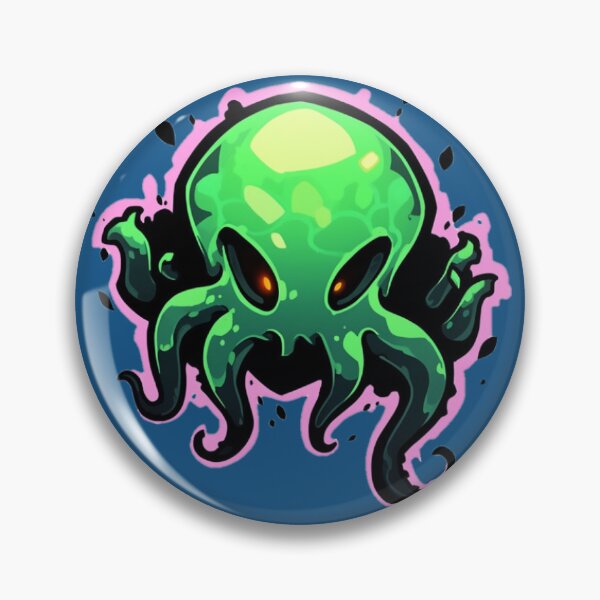 Item preview, Bright Green Cthulhu Squid with Fiery Red Eyes designed and sold by SnackyChunk.