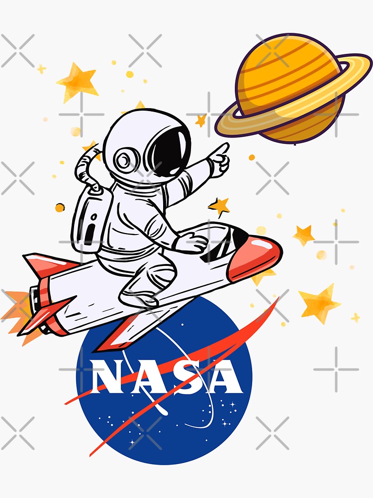 Astronauta de la NASA en cohete | Pegatina