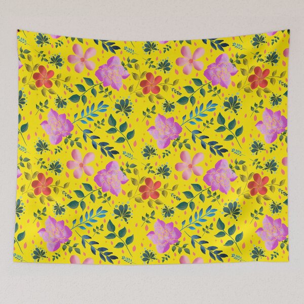 Artikelvorschau, Flowers and ferns yellow entworfen und verkauft von Artful Things.