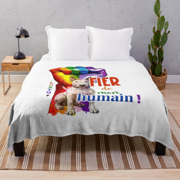Item preview, Miniature Bullterrier dog, Proud of my human, LGBTQ+ for Terrier dog lovers, in French designed and sold by isaweb.