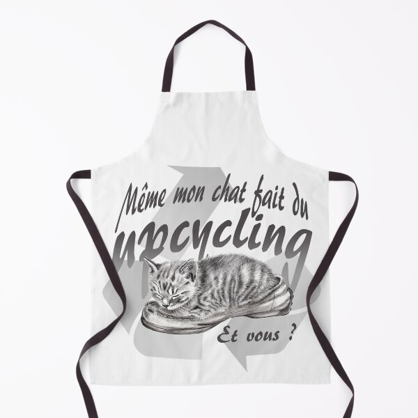 Item preview, Sleeping kitten in old shoe - graphite version, Upcycling text in French designed and sold by SylvieG18.