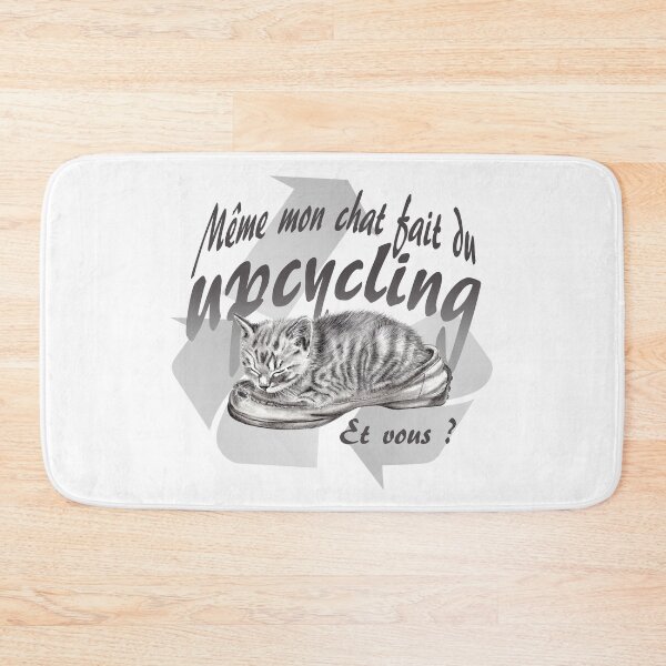 Item preview, Sleeping kitten in old shoe - graphite version, Upcycling text in French designed and sold by SylvieG18.