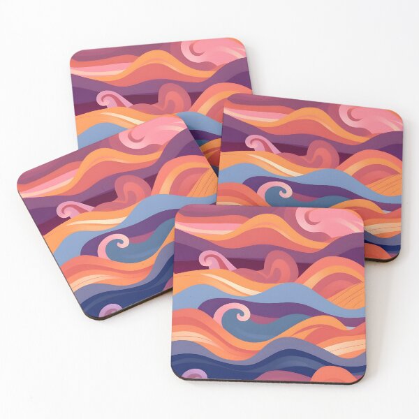 Item preview, Ocean Waves - Orange and Purple - Organic Abstract Art - Original Artwork Pattern designed and sold by ShadedGallery.