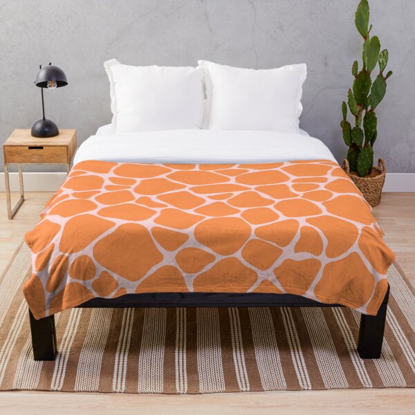 Item preview, Orange Giraffe Print on Pale Pink designed and sold by ThrowCushionCo.