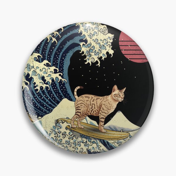 Item preview, Egyphtian Mau Cat Kanagawa Japanese Surfing Wave designed and sold by rafaeltto.