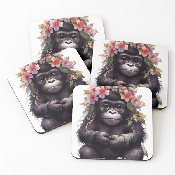 Item preview, Gorilla Animal Clipart, Oriental Animal, Eastern Fauna Art, Asian Style Creature, Antique Creature, Oriental Style, Watercolor Art designed and sold by CoolorPaint.