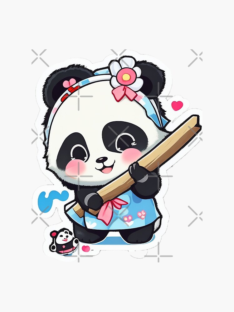 Panda Sitting Kawaii Chibi Graphic · Creative Fabrica