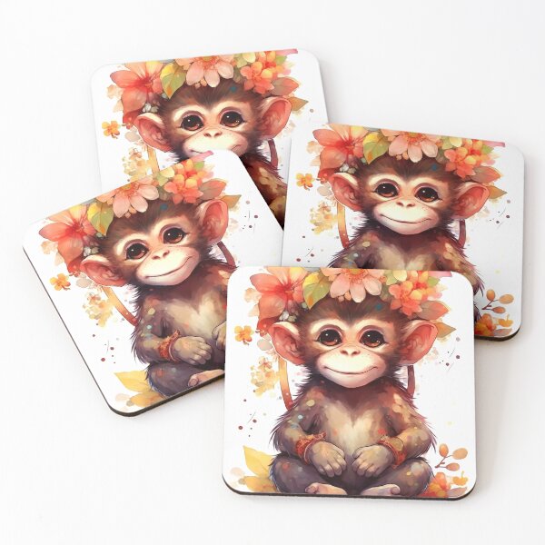 Item preview, Monkey Animal Clipart, Oriental Animal, Eastern Fauna Art, Asian Style Creature, Antique Creature, Oriental Style, Watercolor Art designed and sold by CoolorPaint.