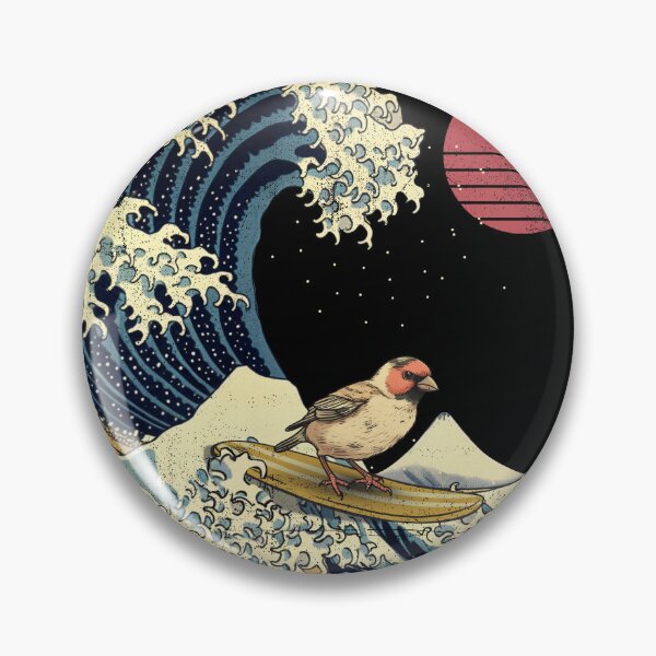Item preview, Finches Bird Kanagawa Japanese Surfing Wave designed and sold by rafaeltto.