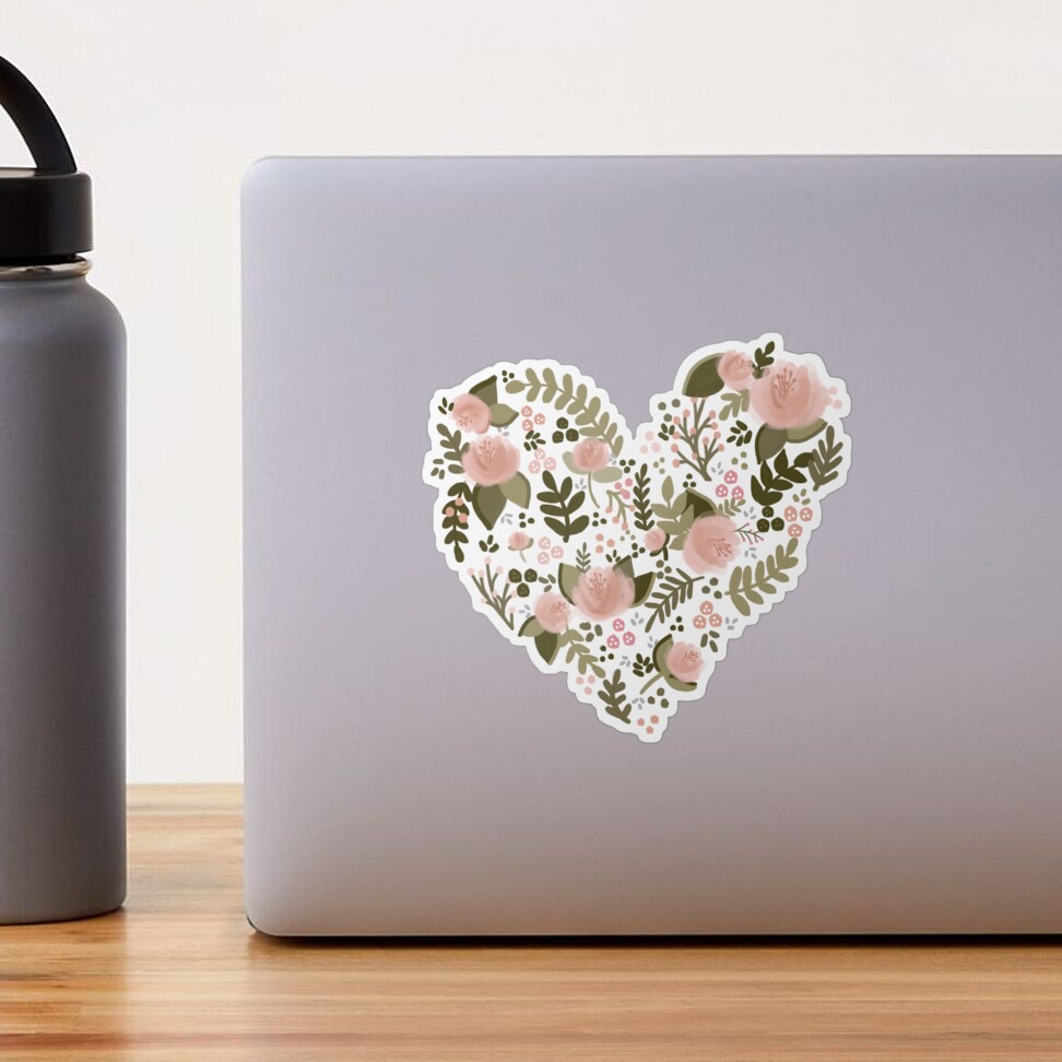 Floral heart Sticker for Sale by ktscanvases