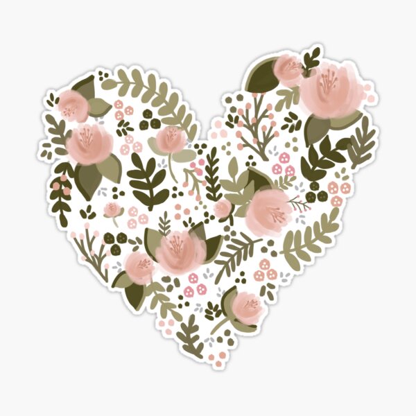 Floral heart Sticker for Sale by ktscanvases