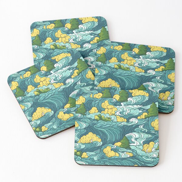 Item preview, Dreamy Ocean Forest - Blue, Green, and Yellow - Organic Abstract Art - Original Artwork Pattern designed and sold by ShadedGallery.