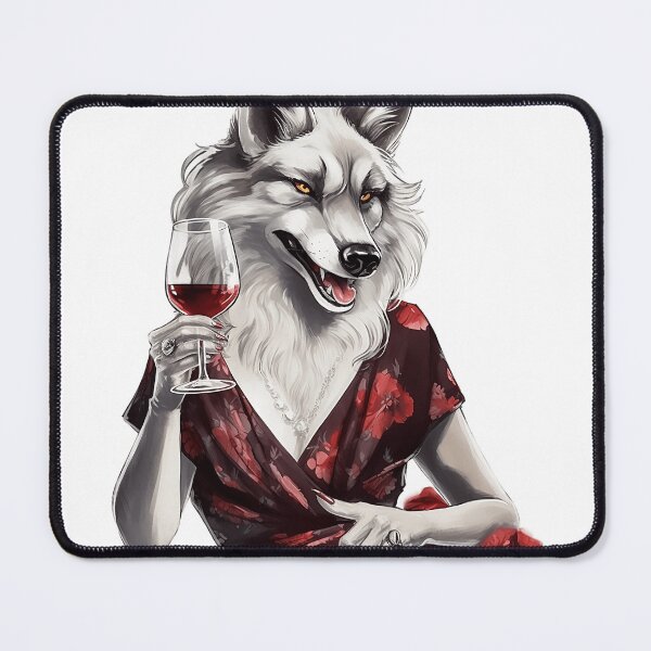 Item preview, Mysterious Elegance: Wolf Lady with Wine Glass designed and sold by imaginariumlab.