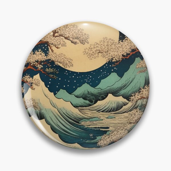 Item preview, Japanese Japan Wood-block Okiyo-e Mountian Moonlight Garden designed and sold by BrandonArtWorld.