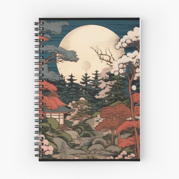 Item preview, Japanese Japan Wood-block Okiyo-e Mountian Moonlight Garden designed and sold by BrandonArtWorld.