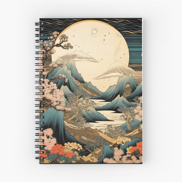 Item preview, Japanese Japan Wood-block Okiyo-e Mountian Moonlight Garden designed and sold by BrandonArtWorld.