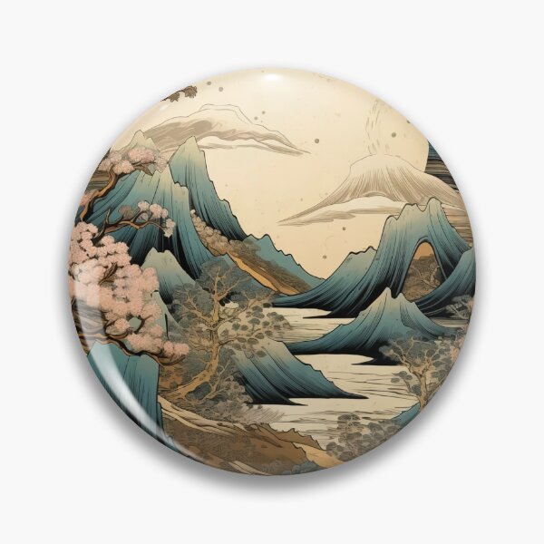 Item preview, Japanese Japan Wood-block Okiyo-e Mountian Moonlight Garden designed and sold by BrandonArtWorld.