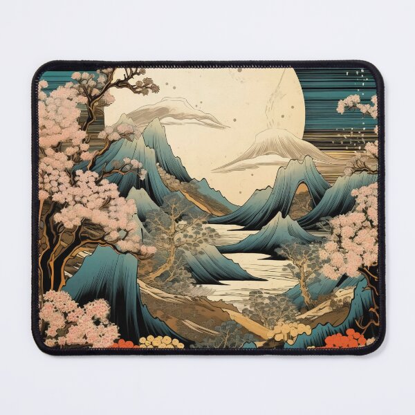 Item preview, Japanese Japan Wood-block Okiyo-e Mountian Moonlight Garden designed and sold by BrandonArtWorld.