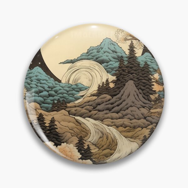 Item preview, Japanese Japan Wood-block Okiyo-e Mountian Moonlight Garden designed and sold by BrandonArtWorld.