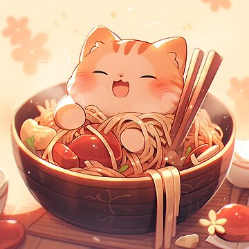 Kawaii Cat Ramen Magnet for Sale by lauZdesigns321 Redbubble