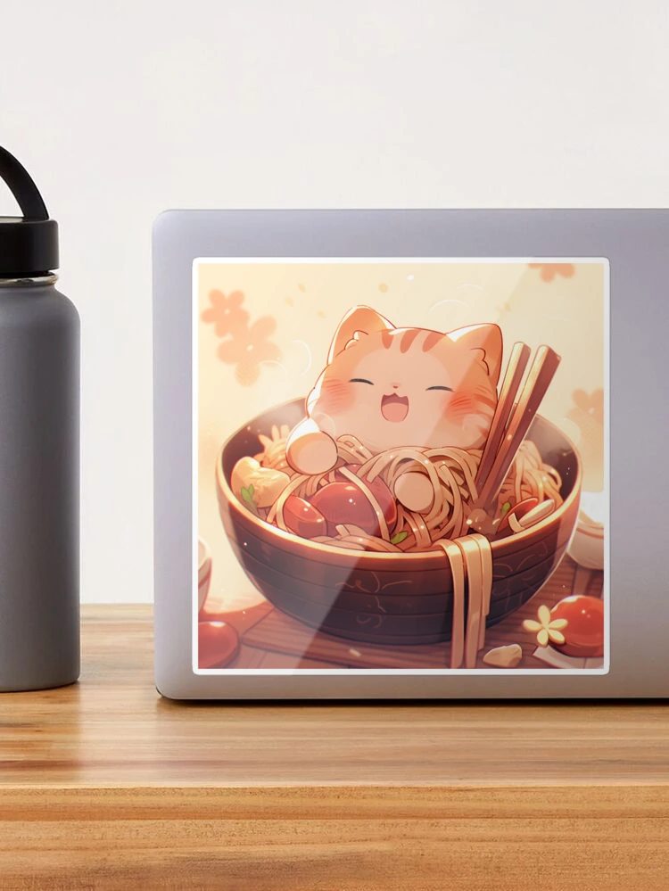 Cat Eating Ramen Bento Lunch Box, Cute Kawaii Food Container Adult