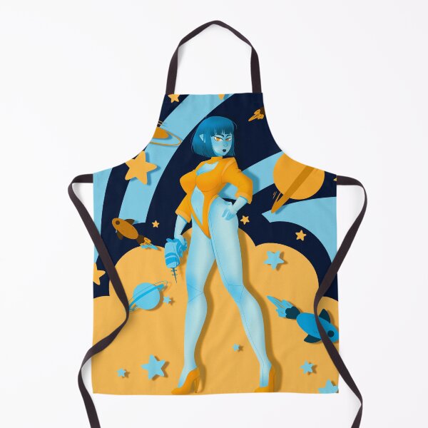 Item preview, Blue and yellow retro space woman designed and sold by ErraticUploads.