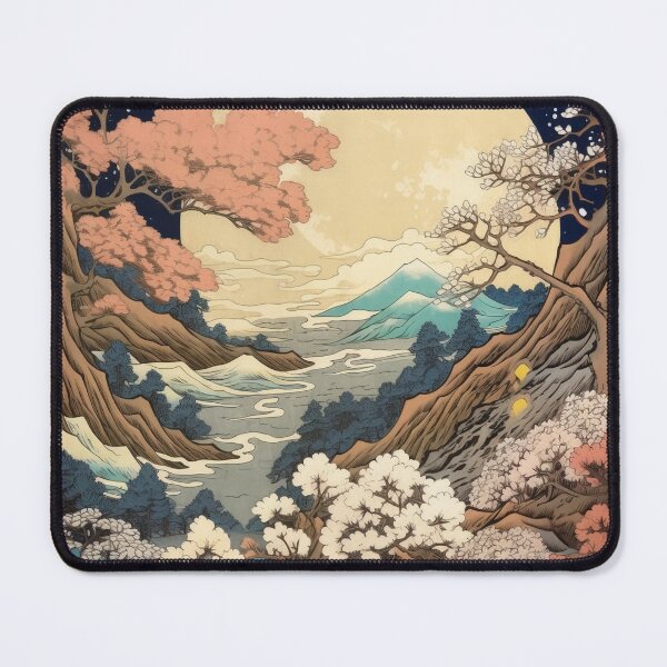 Item preview, Japanese Japan Wood-block Okiyo-e Mountian Moonlight Garden designed and sold by BrandonArtWorld.