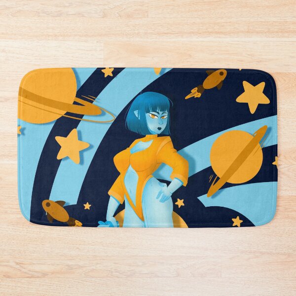 Item preview, Blue and yellow retro space woman  designed and sold by ErraticUploads.