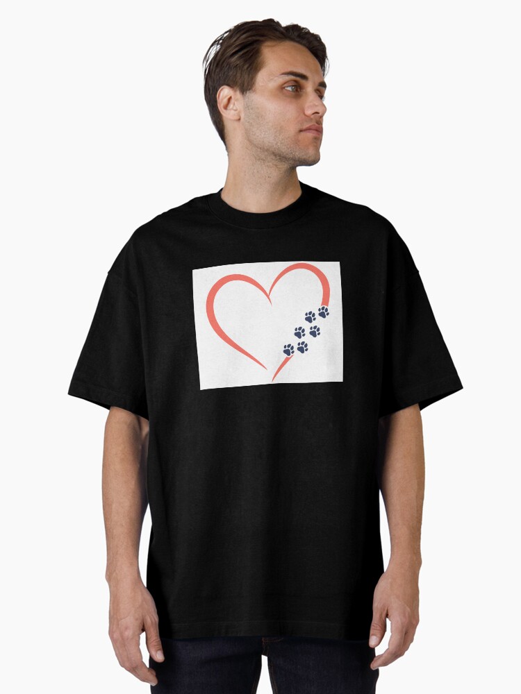 Thumbnail 1 of 7, Oversized T-Shirt, Heart and Paw Print Design designed and sold by RBCat007.