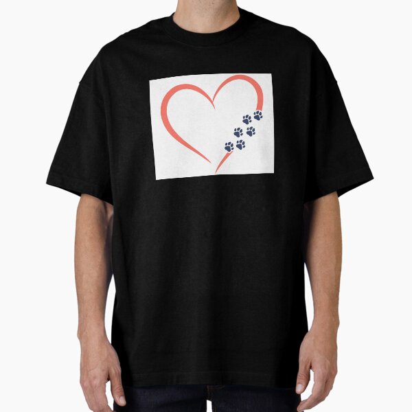 Heart and Paw Print Design Oversized T-Shirt