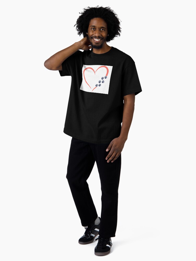 Thumbnail 4 of 7, Oversized T-Shirt, Heart and Paw Print Design designed and sold by RBCat007.