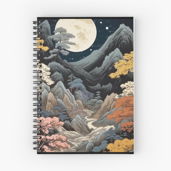 Item preview, Japanese Japan Wood-block Okiyo-e Mountian Moonlight Garden designed and sold by BrandonArtWorld.