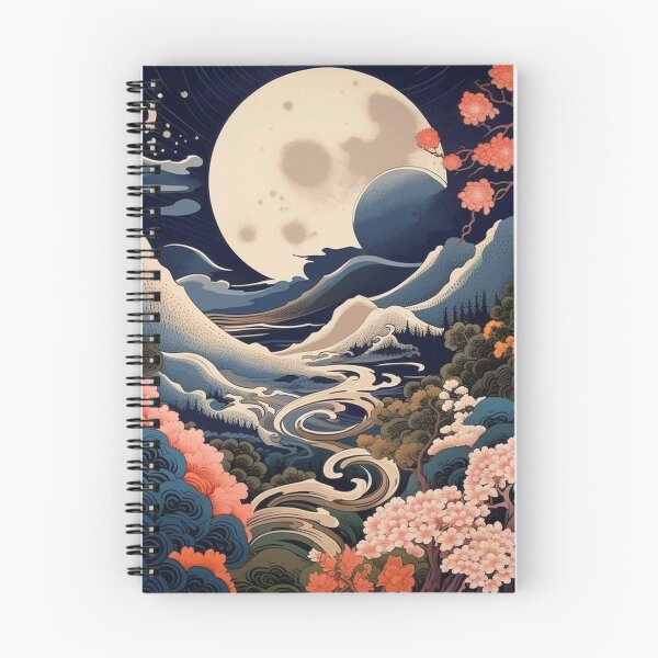 Item preview, Japanese Japan Wood-block Okiyo-e Mountian Moonlight Garden designed and sold by BrandonArtWorld.