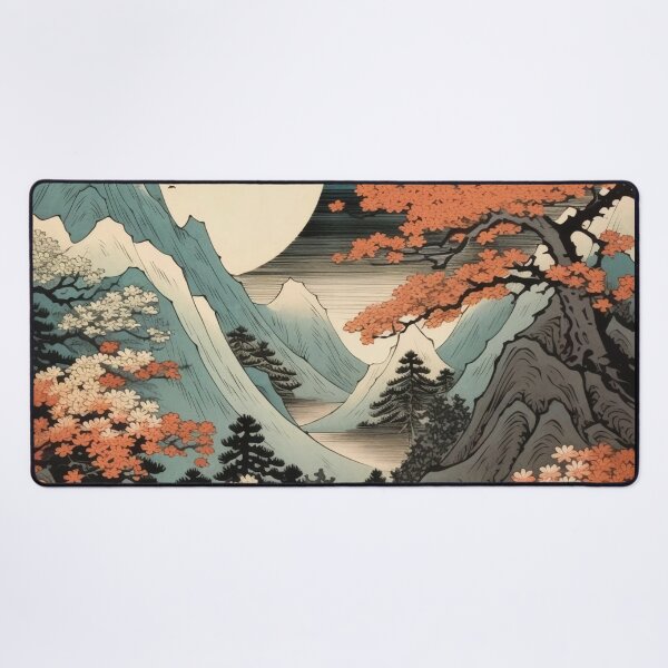Item preview, Japanese Japan Wood-block Okiyo-e Mountian Moonlight Garden designed and sold by BrandonArtWorld.