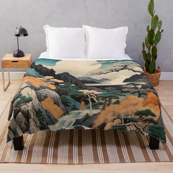 Item preview, Japanese Japan Wood-block Okiyo-e Mountian Moonlight Garden designed and sold by BrandonArtWorld.