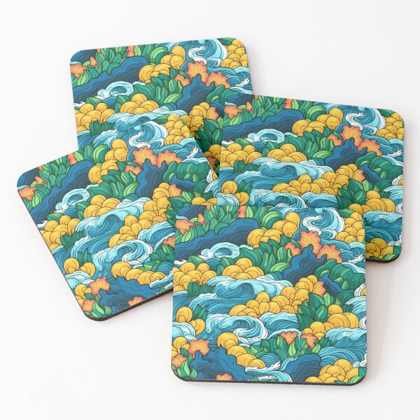 Item preview, Dreamy Ocean Forest - Blue, Green, and Yellow - Organic Abstract Art - Original Artwork Pattern designed and sold by ShadedGallery.
