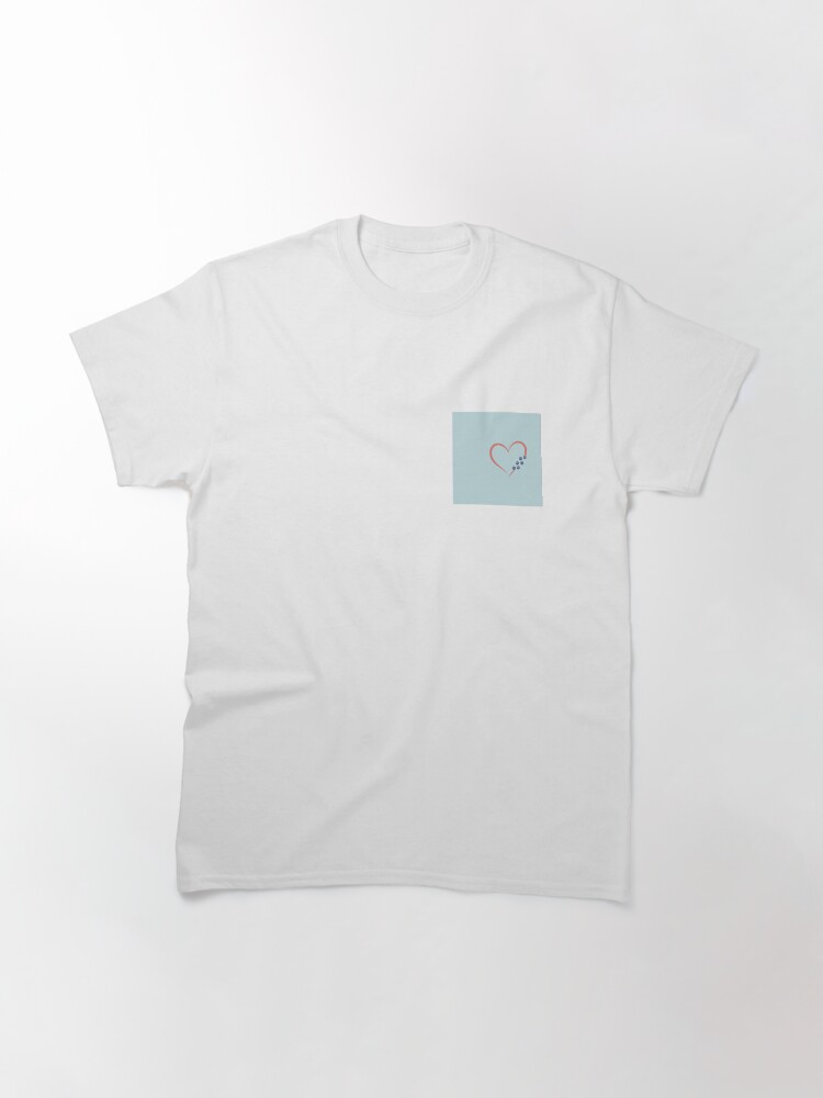 Thumbnail 3 of 7, Classic T-Shirt, Heart Paw Print Design with blue-gray background designed and sold by RBCat007.