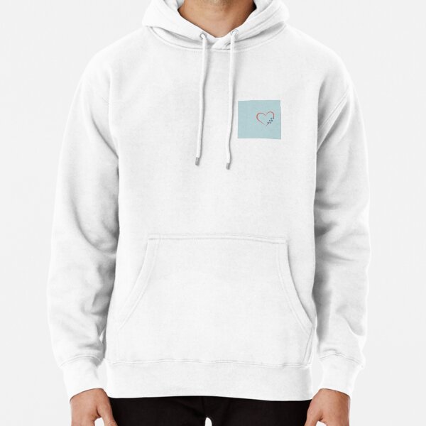 Heart Paw Print Design with blue-gray background Pullover Hoodie