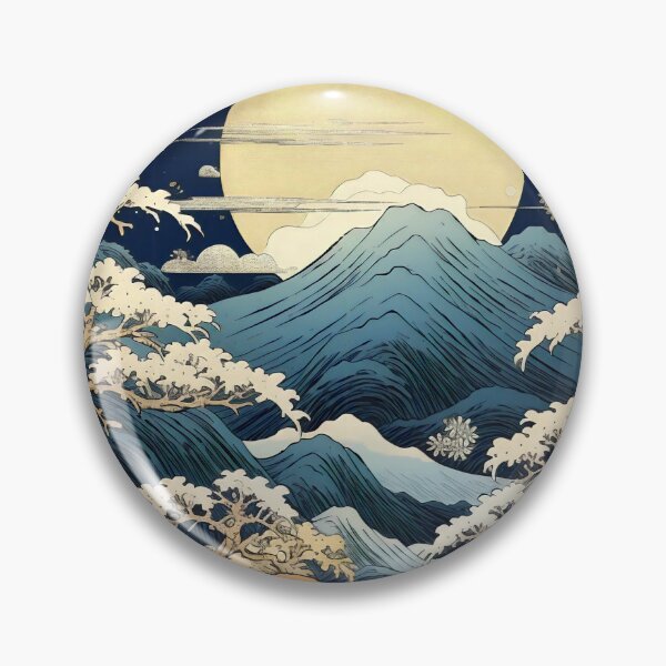Item preview, Japanese Japan Wood-block Okiyo-e Mountian Moonlight Garden designed and sold by BrandonArtWorld.