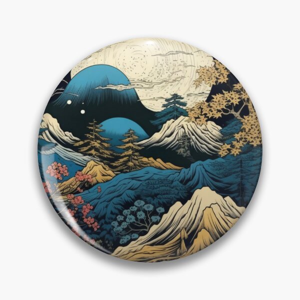 Item preview, Japanese Japan Wood-block Okiyo-e Mountian Moonlight Garden designed and sold by BrandonArtWorld.