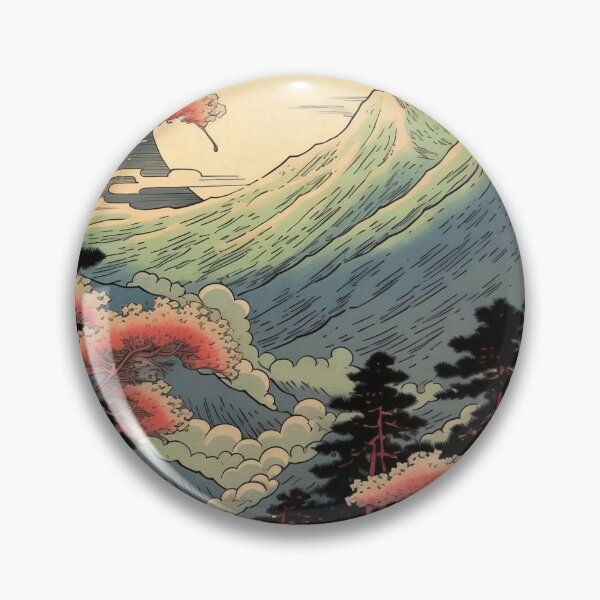 Item preview, Japanese Japan Wood-block Okiyo-e Mountian Moonlight Garden designed and sold by BrandonArtWorld.
