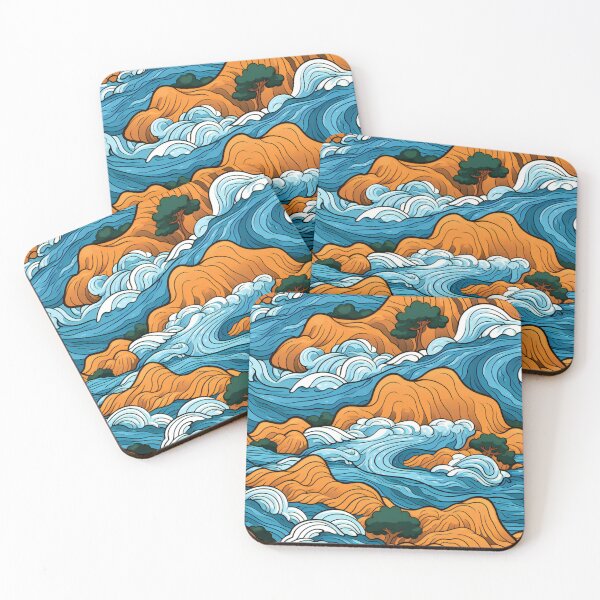 Item preview, Desert River - Blue, Green, and Orange - Organic Abstract Art - Original Artwork Pattern designed and sold by ShadedGallery.
